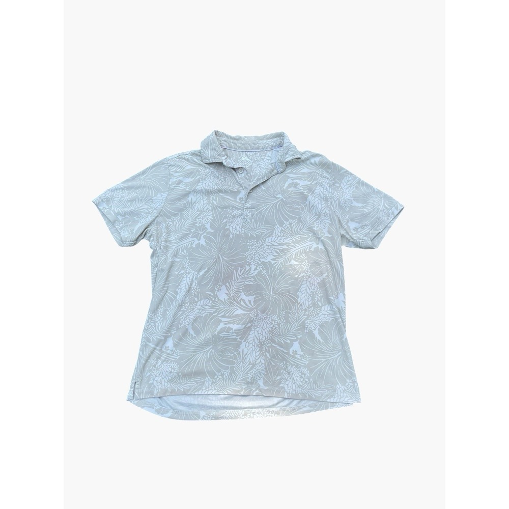 Tommy Bahama Polo Shirt Men's Medium Beige Tropical Print